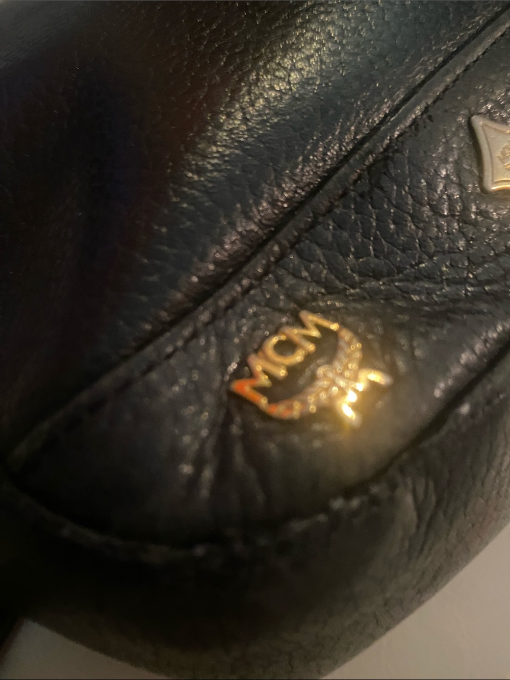 MCM Black Leather Crossbody Bag with Gold Accents - Picture 9 of 9